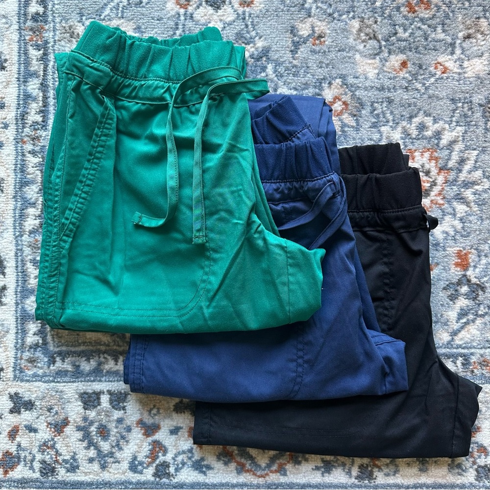 Cherokee Workwear 5-Pocket STRETCH Drawstring Cargo Scrub Pants, bundle of 3